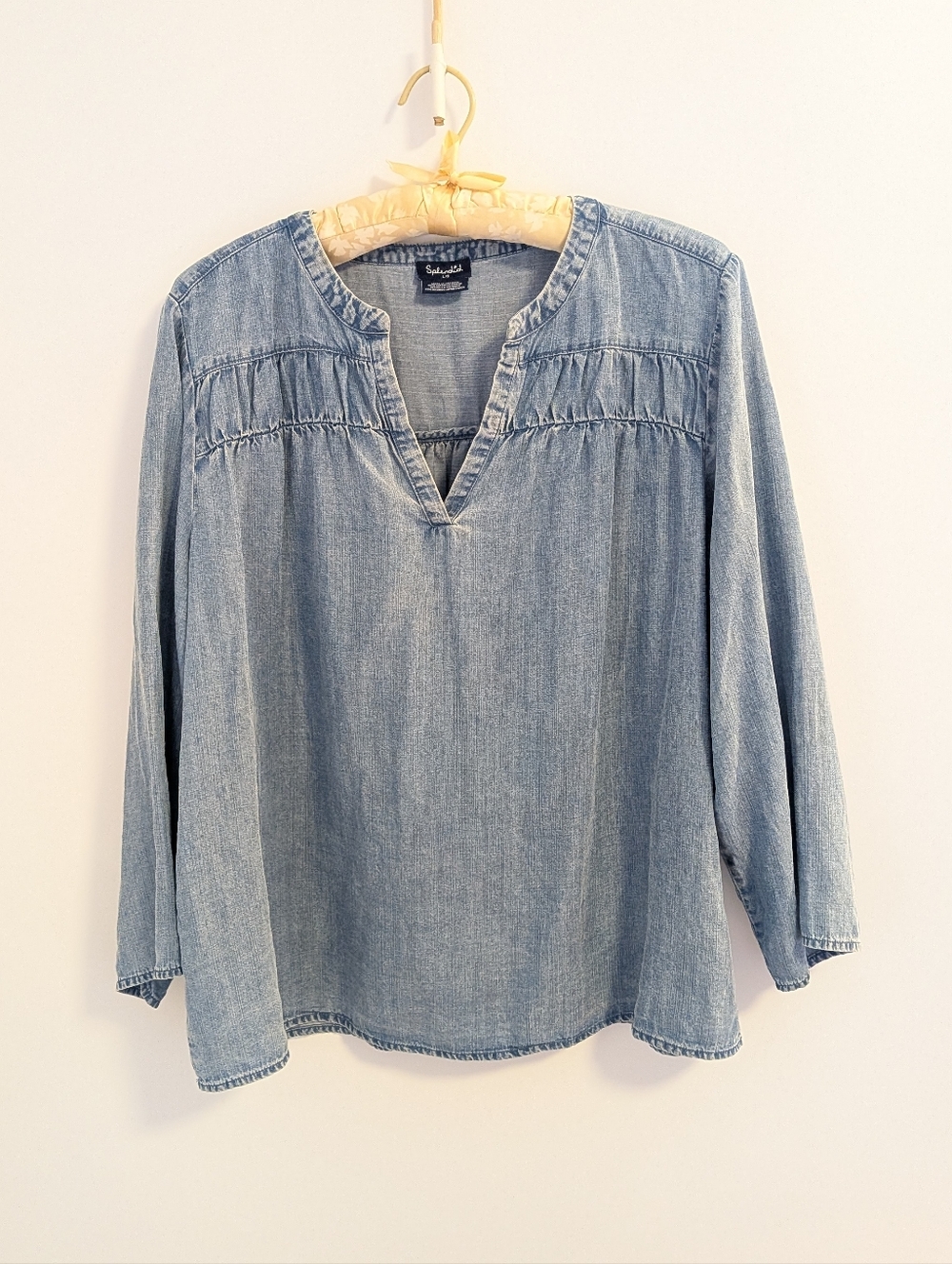 Splendid Light Blue Denim Peasant Top - Relaxed Women's Shirt